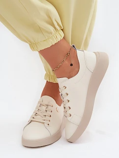 Kožené dámské polobotky model 22133405 světle béžové - VINCEZA