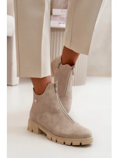 Zateplené Dámské Kotníkové Boty S Eko Kožené Zlaté model 20712781 - Kesi