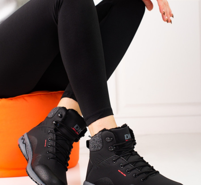 Designové  trekingové boty dámské černé bez podpatku