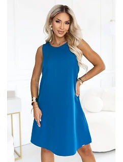 VICTORIA Letní šaty s střihem a páskem – mořská modrá model 22324712 - numoco