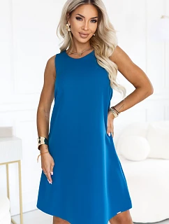 VICTORIA Letní šaty s střihem a páskem – mořská modrá model 22324712 - numoco