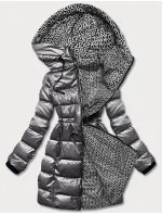 Šedá oboustranná dámská metalická bunda (b8070-70) Šedá oboustranná dámská metalická bunda (b8070-70)