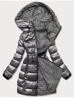 Šedá oboustranná dámská metalická bunda (b8070-70)