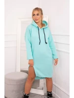 Šaty s kapucí a bočním rozparkem mint
