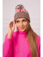 Dámská čepice s bambulí Elizabeth K386 mocca Dámská čepice s bambulí Elizabeth K386 mocca