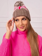 Dámská čepice s bambulí Elizabeth K386 mocca