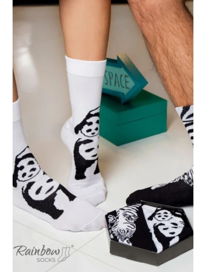 Duhové ponožky se  Zebra Panda černá a bílá 2 páry model 21606864 - ZOOKSY/RAINBOW SOCKS