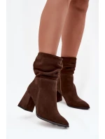 Kozačky z přírodního semiše zateplené na podpatku s Čokoládové model 21718480 - Zazoo Kozačky z přírodního semiše zateplené na podpatku s Čokoládové model 21718480 - Zazoo