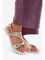 Kožené dámské nízké zlaté sandály Vinceza 86434