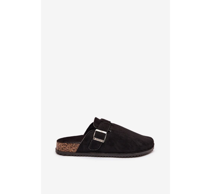 Dámské pantofle na korkové platformě s přezkou Big Star – černé Dámské pantofle na korkové platformě s přezkou Big Star – černé