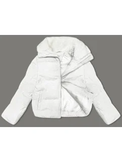 Bílá dámská manšestrová bunda s vysokým stojáčkem J Style (5M3230-281)