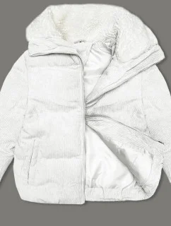 Bílá dámská manšestrová bunda s vysokým stojáčkem J Style (5M3230-281)