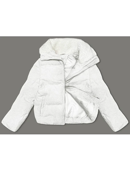 Dámská manšestrová bunda s vysokým stojáčkem J Style bílá (5M3230-281) Dámská manšestrová bunda s vysokým stojáčkem J Style bílá (5M3230-281)