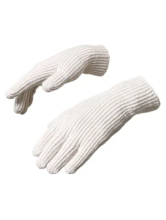 Pletené rukavice na telefon s výřezem na prsty - béžové