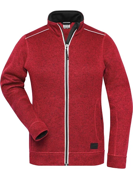 Daiber JN 897 Dámská pracovní pletená fleece bunda - Solid 02.0897 red melange/black Daiber JN 897 Dámská pracovní pletená fleece bunda - Solid 02.0897 red melange/black