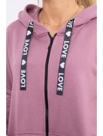 Mikina s delšími zády a kapucí tmavě růžová