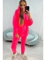 Zateplená sada s mikinou s kapucí růžová neonová
