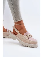 Dámské sandály na ploché podrážce s ozdobou béžové D&A MR38-656