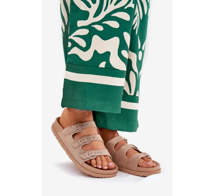 Dámské Pantofle S Pásky A Přezkami Béžové model 21687475 - Boto