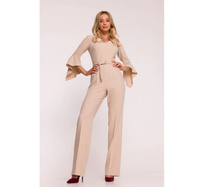 Kombinéza s rukávy béžová model 21319111 - STYLOVE Kombinéza s rukávy béžová model 21319111 - STYLOVE