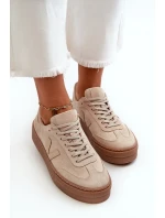 Dámské semišové tenisky Zazoo na platformě béžové Dámské semišové tenisky Zazoo na platformě béžové