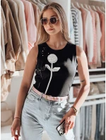 PETITO černá FashionStreet RY2731 dámské květované tričko bez ramínek