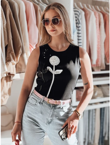 PETITO černá FashionStreet RY2731 dámské květované tričko bez ramínek