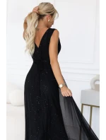 Večerní dlouhé šaty s  a hlubokým výstřihem černé model 21422851 - numoco basic
