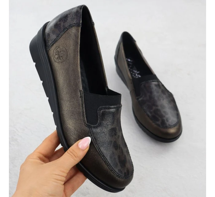 Hnědá kožená dámská obuv na platformě model 21905254 - Rieker