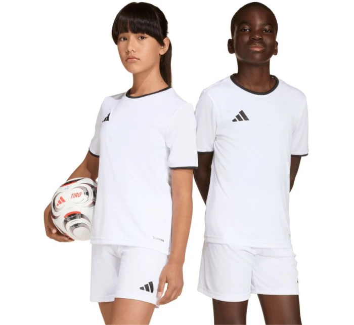 Dětské tričko adidas Entrada 26 Jersey bílo-černé JZ2532 Dětské tričko adidas Entrada 26 Jersey bílo-černé JZ2532