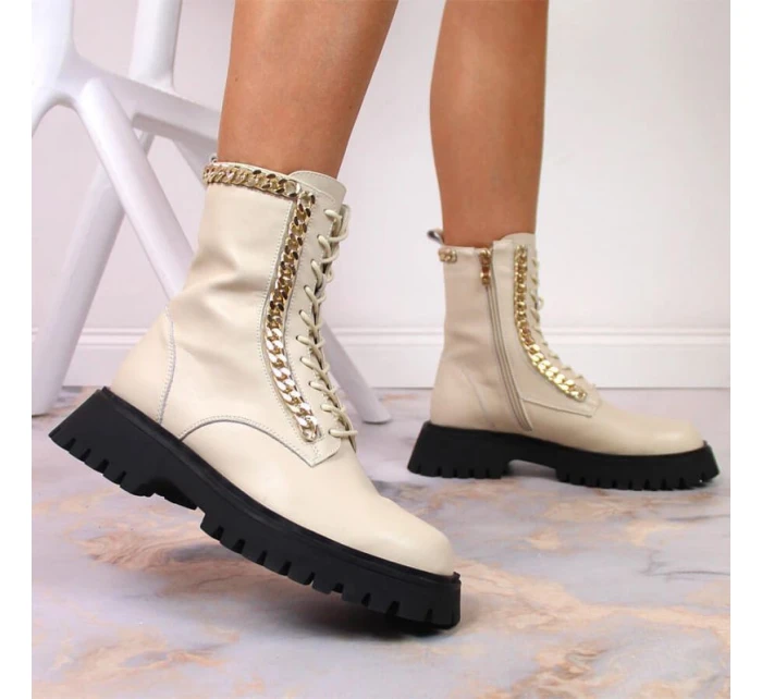 Zateplené kožené boty s řetězem Artiker W HBH40