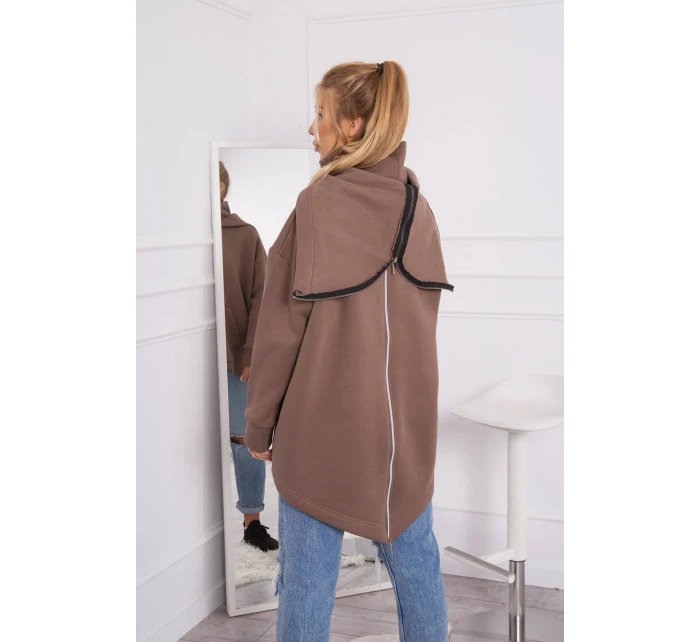 Zateplená mikina se zipem na zádech mocca