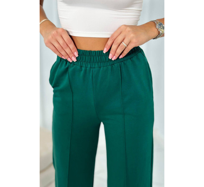 Bavlněný komplet Mikina + Kalhoty s širokými nohavicemi zelený