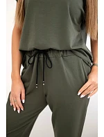 Bavlněný komplet halenka + kalhoty khaki