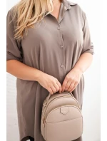 Dámská košilová šaty Plus Size s delší zadní částí a model 21486178 rukávy fango - K-Fashion