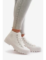 Dámské Tenisky S Kotníkovou Šněrovací Big Star OO274009 Bílé Dámské Tenisky S Kotníkovou Šněrovací Big Star OO274009 Bílé