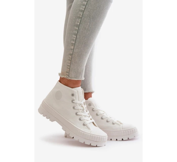 Dámské Tenisky S Kotníkovou Šněrovací Big Star OO274009 Bílé Dámské Tenisky S Kotníkovou Šněrovací Big Star OO274009 Bílé