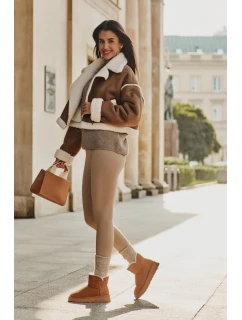 Kožené Semišové Sněhule S Kožešinou Vinceza 97951 Camel