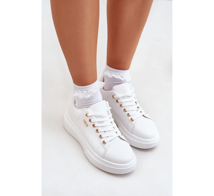 Dámské Tenisky Na Platformě Eko Kůže Bílé Lelandine