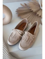 Dámské mokasíny s třásněmi světle béžové model 21915108 - Boto