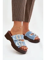 Dámské pantofle na platformě 100-486 Jeans modrá s černou - Joalice Paris Dámské pantofle na platformě 100-486 Jeans modrá s černou - Joalice Paris