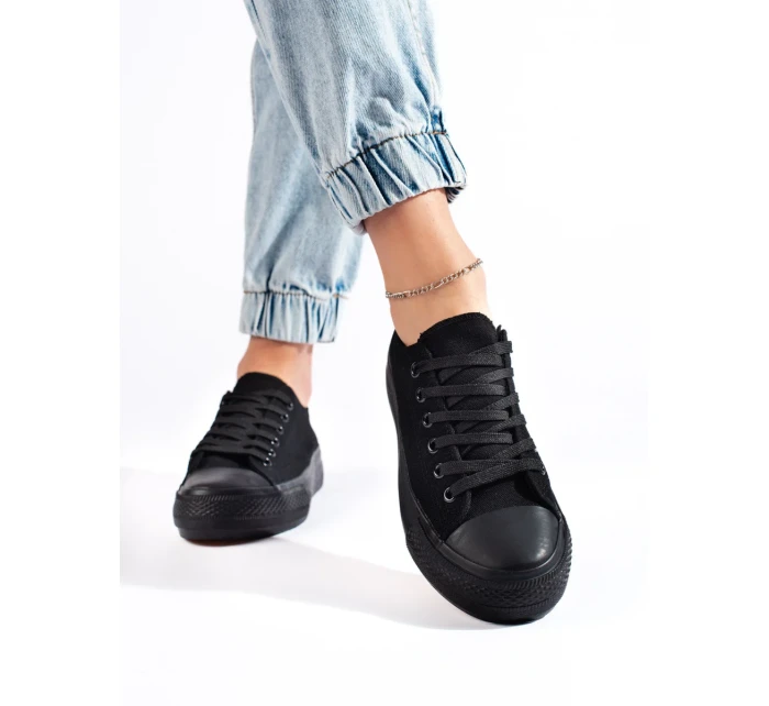 Pohodlné tenisky černé dámské bez podpatku Pohodlné tenisky černé dámské bez podpatku