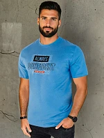 Pánské modré bavlněné tričko s potiskem FashionStreet RX5408