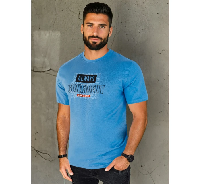 Pánské modré tričko s potiskem Dstreet RX5408 Pánské modré tričko s potiskem Dstreet RX5408