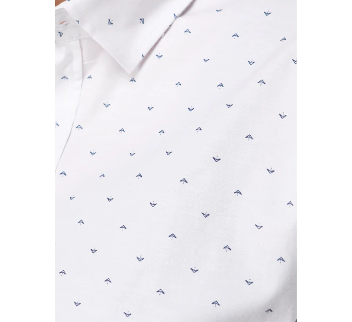 Pánská bílá vzorovaná košile slim fit FashionStreet DX2699 Pánská bílá vzorovaná košile slim fit FashionStreet DX2699