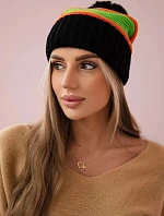 Dámská čepice Kinga K297 black+orange+green neon
