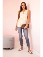 Dámská saténová halenka s vodním výstřihem žlutý Dámská saténová halenka s vodním výstřihem žlutý