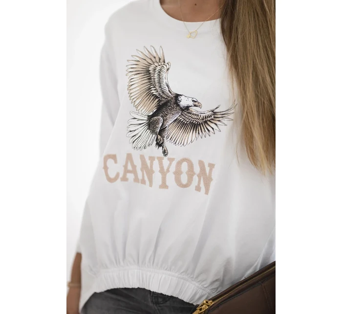 Dámská halenka s model 21138050 a nápisem Canyon bílý - K-Fashion