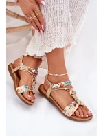 Dámské Ploché Sandály S Pásky A Ozdobou  Zlaté model 21693407 - Artiker