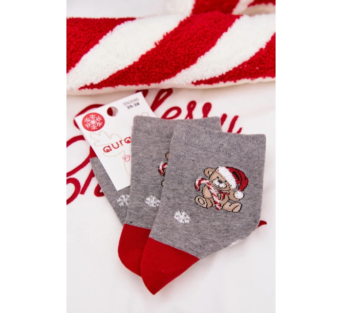 Dámské vánoční ponožky sněhové  v Santa Claus tmavě šedé model 21786668 - Aura.via